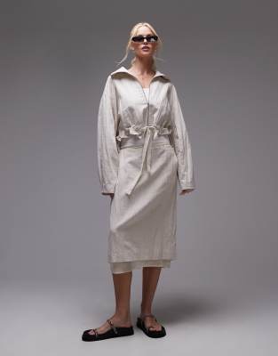 Mango Capsule Tailored Midi Skirt With Organza Underlay