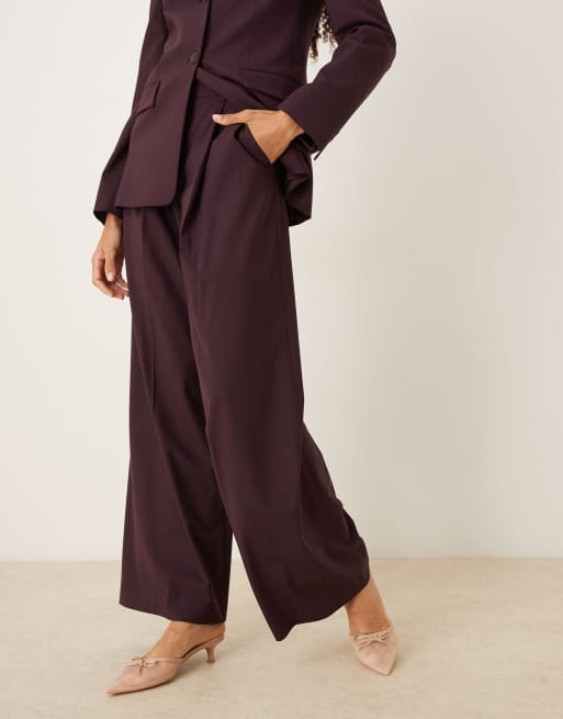 Mango Capsule tailored pleat front relaxed fit pants in plum - part of a set, 2 of 5