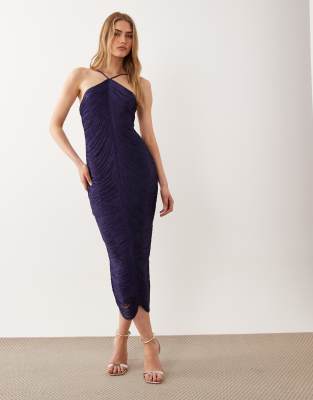 Mango Capsule Tassel Halterneck Midi Dress In Multi