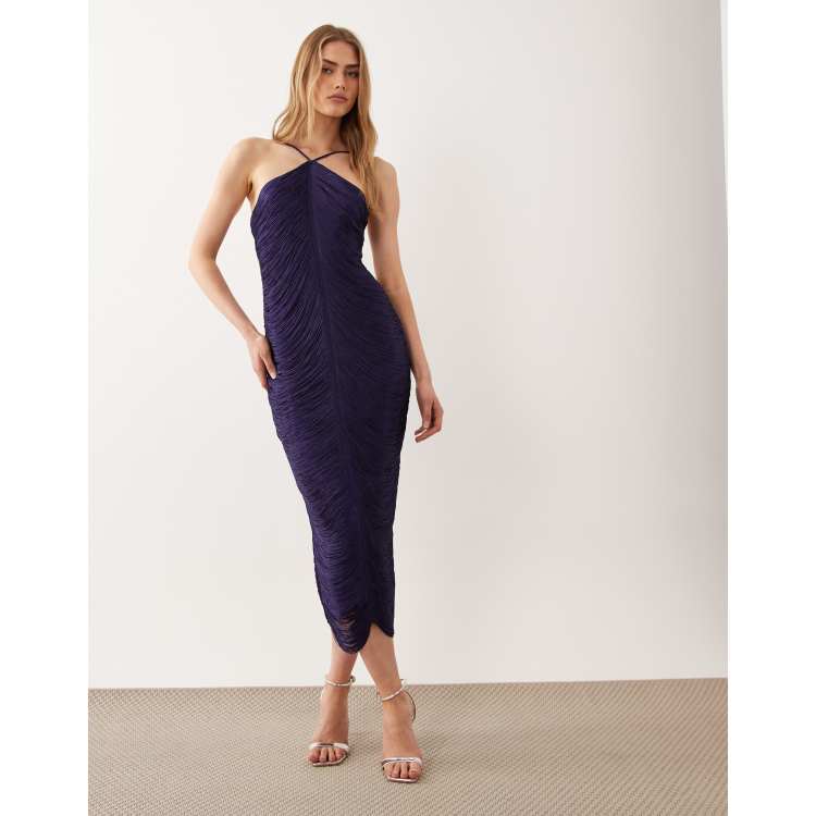 mango green tassel dress Asymmetrical fringed midi-dress - Women
