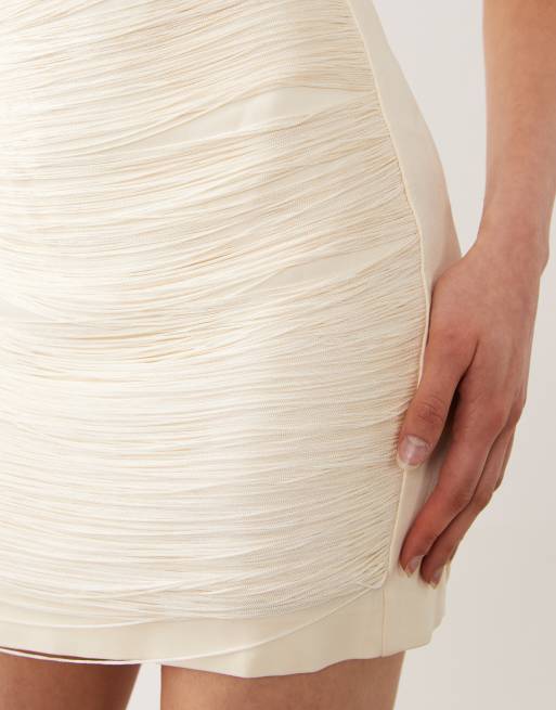 Mango Capsule tassle mini dress in cream, 2 of 4