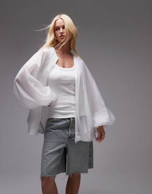 Mango - Capsule - Weiche, voluminöse Organza-Jacke in Wolkenweiß