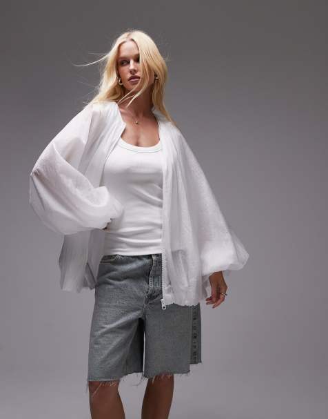 Mango – Capsule – Weiche, voluminöse Organza-Jacke in Wolkenweiß - view 1