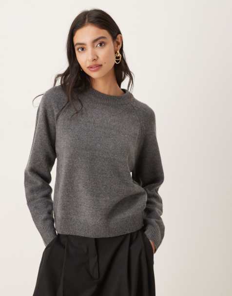 Mango Capsule wool mix jumper in dark grey - view 1