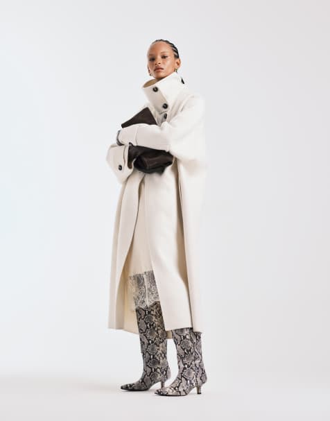 Mango Capsule wool mix tailored maxi coat in winter white - view 1