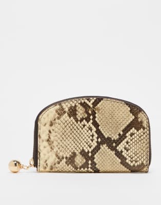 Mango Mango card holder purse in snake print-Grey