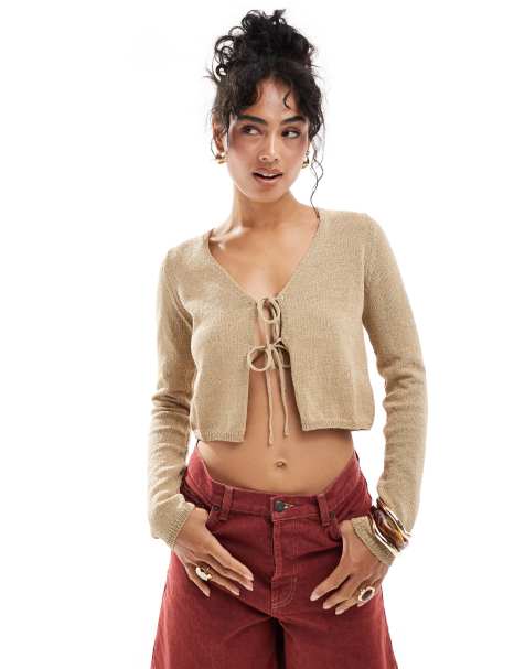 Mango - Cardigan beige allacciato sul davanti - view 1
