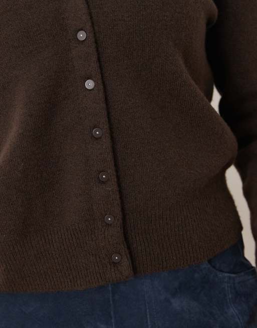 Mango - Cardigan con scollo a V marrone, 2 di 4