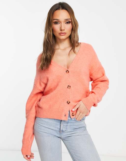 Mango - Cardigan extra largo con bottoni, colore pesca