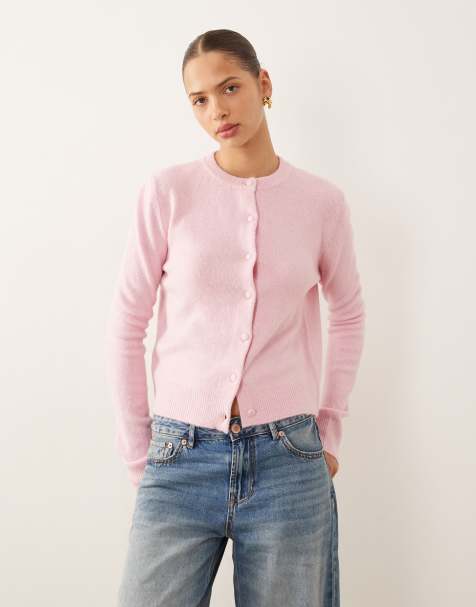 Mango - Cardigan in maglia compatta rosa chiaro - view 1