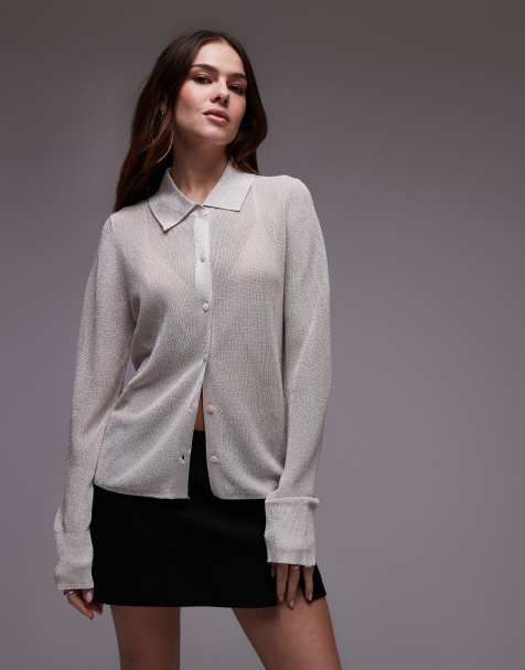 Mango cardigan in silver - view 1
