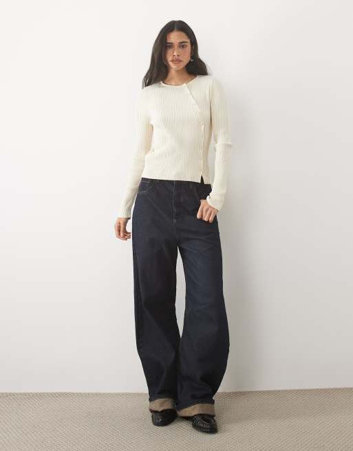 Mango cardigan lavorato a maglia color ecru, 3 di 4