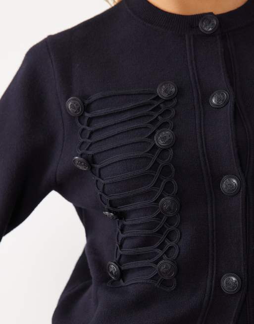 Mango cardigan lavorato a maglia stile militare navy, 2 di 4