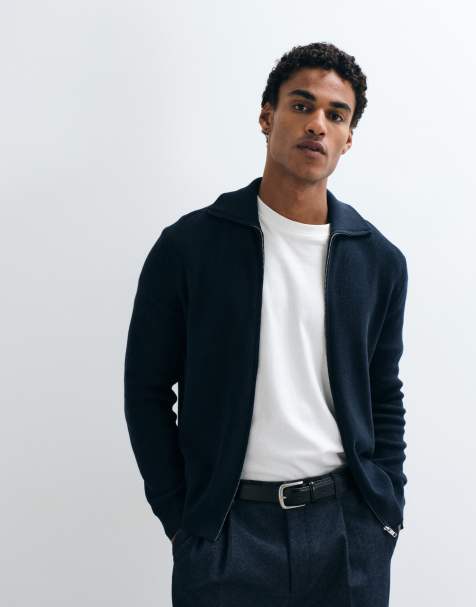 Mango cardigan med lynlås og polokrave i navy - view 1