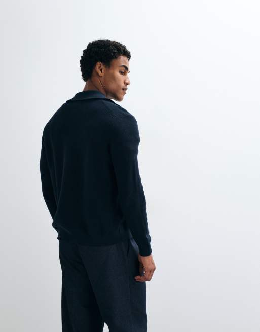 Mango Cardigan mit Reißverschluss und Polokragen in Marineblau, 5 von 5