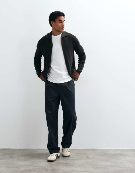 Mango cardigan polo zippé au quart marron, 2 de 5