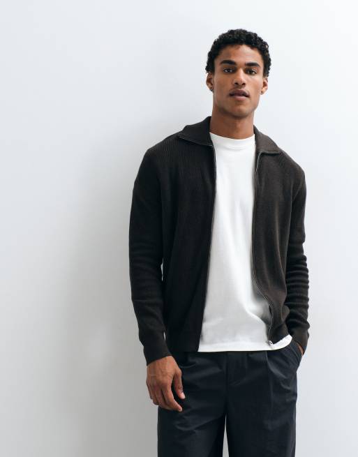 Mango cardigan polo zippé au quart marron, 4 de 5
