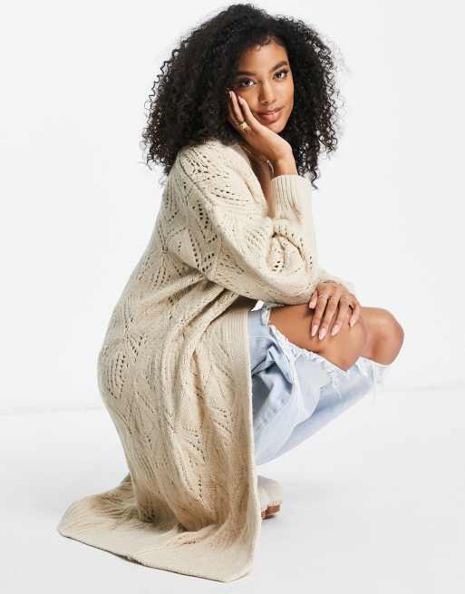 Mango - Cardigan taglio lungo beige