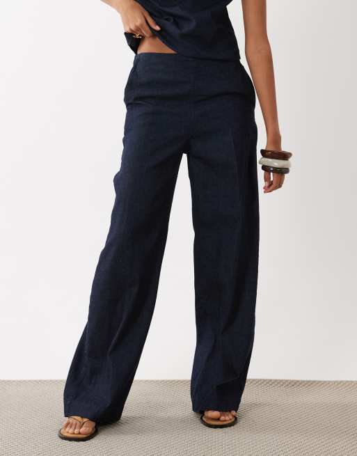 Mango Carla linen mix denim trouser co-ord in indigo, 2 of 5