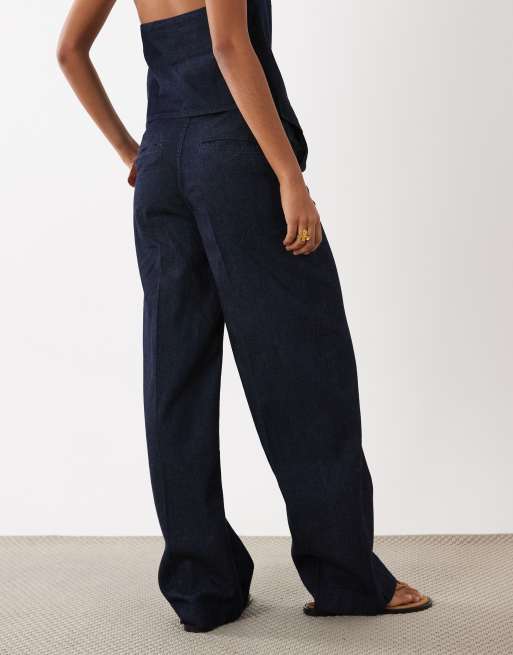 Mango Carla linen mix denim trouser co-ord in indigo, 5 of 5