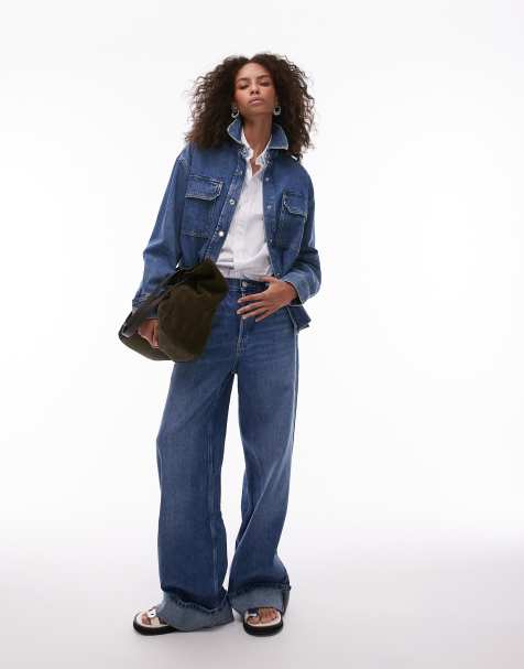 Mango - Carlota - Jean d'ensemble à revers - Bleu moyen - view 1