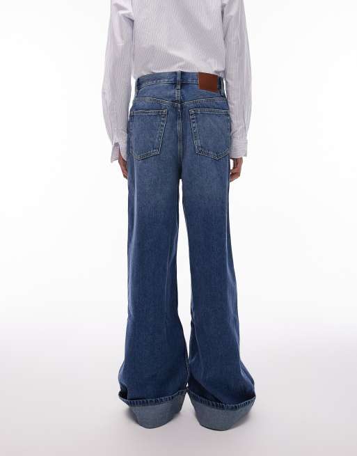 Mango – Carlota – Jeans in Mittelblau mit Umschlag, Kombiteil, 2 von 5