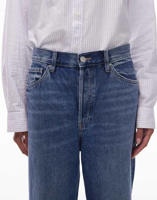 Mango Carlota turn up co-ord jeans in mid blue, 5 of 5