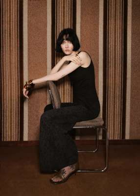 Mango Carmen 100% Cotton Wide Leg Jean In Black