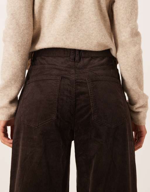 Mango - Carmenp - Corduroy jeans van 100% katoen met wijde pijpen in chocoladebruin, 4 van 5