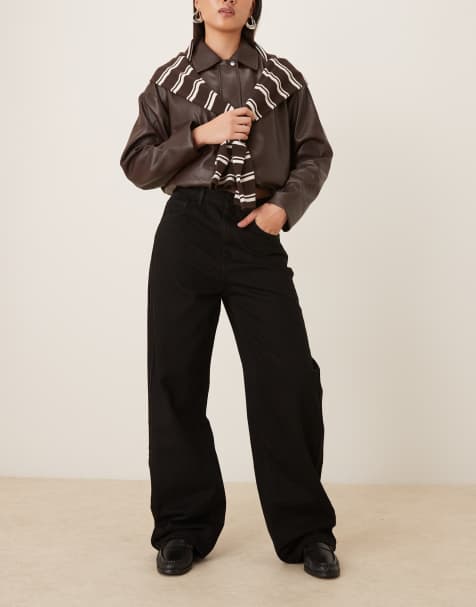 Mango Carol 100% cotton baggy jean in black - view 1