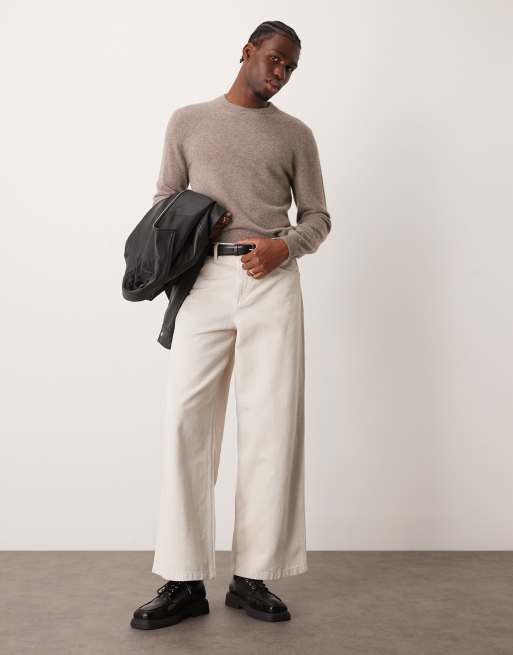 Mango cashmere round neck jumper in brown ASOS