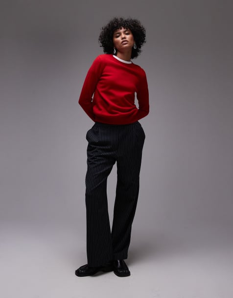 Mango cashmere round neck jumper in red - view 1