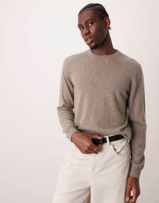 Mango cashmere round neck sweater in brown ASOS