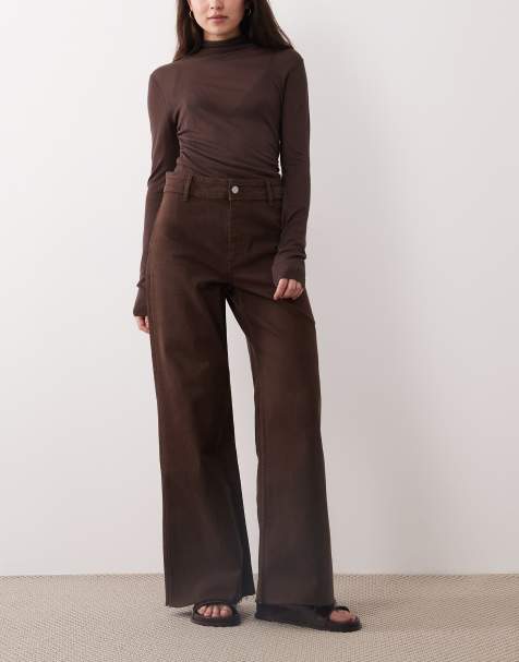 Mango Catherin cotton mix straight jean in chocolate - view 1