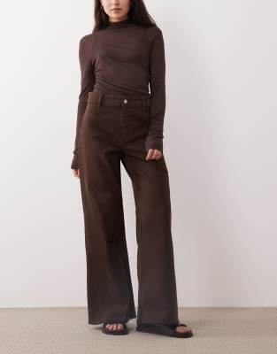 Mango Catherin Cotton Mix Straight Jeans In Brown