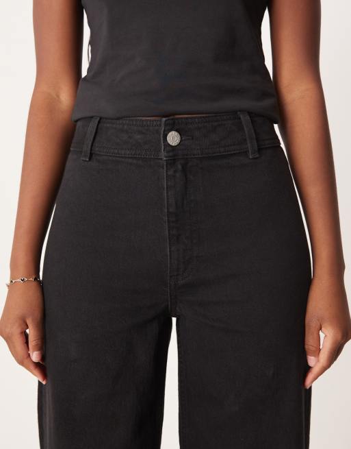 Mango – Catherin – Czarne jeansy z szerokimi nogawkami, 4 z 5