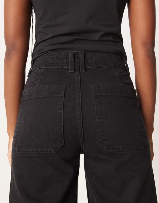 Mango – Catherin – Czarne jeansy z szerokimi nogawkami, 5 z 5