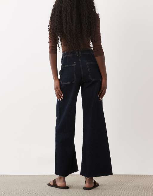 Mango Catherin jeans a gamba larga in indigo, 3 di 5
