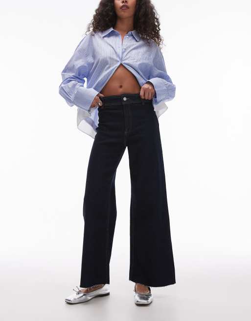 Mango – Catherin – Jeans in Indigoblau mit weitem Bein