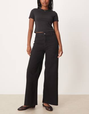 Mango - Catherin - Jeans in Schwarz mit weitem Bein
