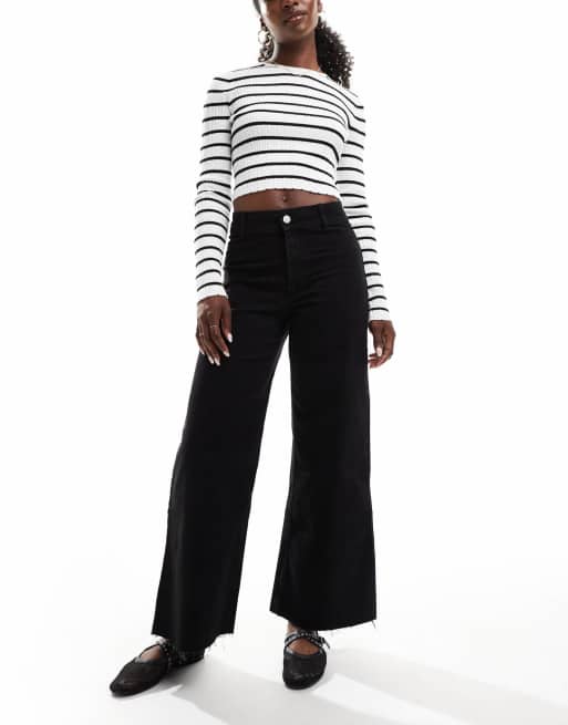 Mango - Catherin - Jeans met wijde pijpen in zwart, 2 van 5