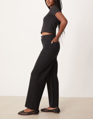 Mango Catherin Raw Hem Straight Leg Jeans In Black