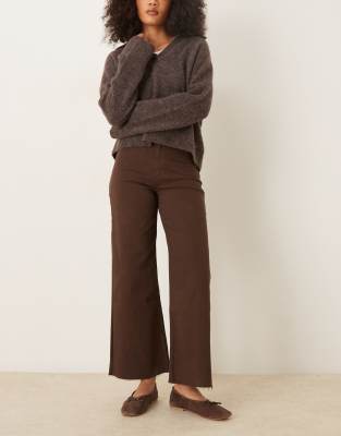 Mango - Catherin - Straight-Leg-Jeans aus Baumwollmix in Braun mit Fransensaum-Brown