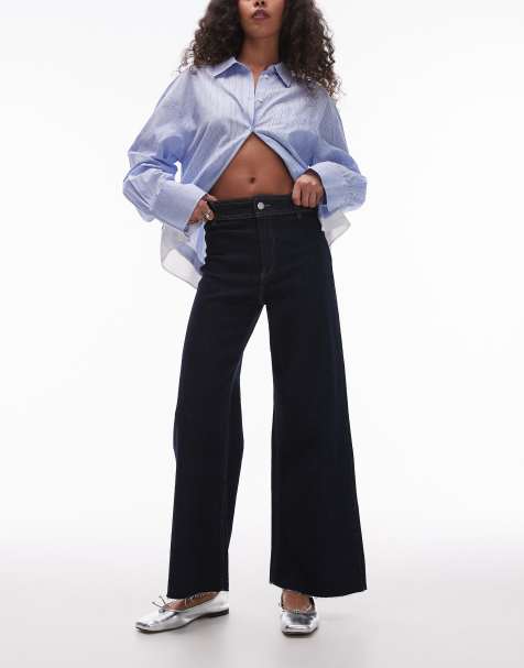 Mango Catherin wide leg jeans in indigo blue - view 1