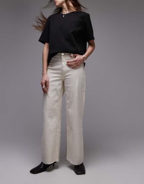 Mango Catherin wide leg jeans in white - view 1