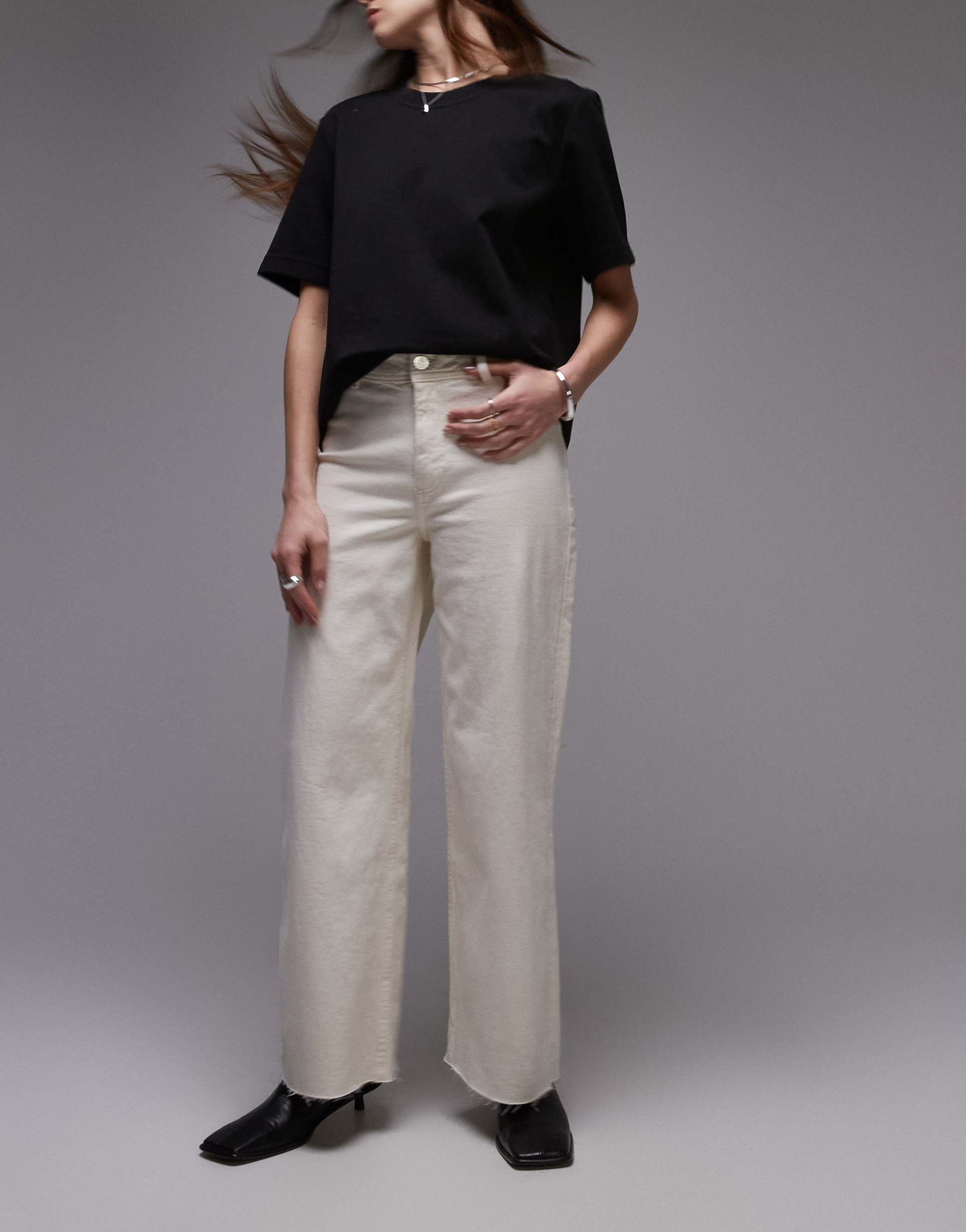 mango catherin wide leg jeans in white