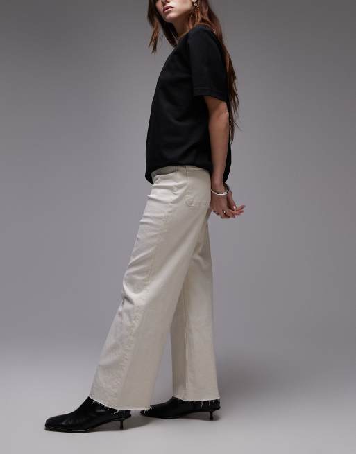 Mango Catherin wide leg jeans in white