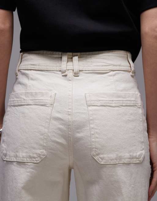 Mango Catherin wide leg jeans in white