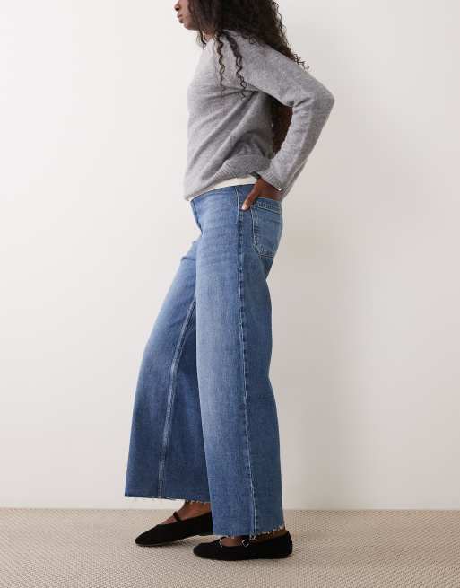 Mango Catherine wide leg jeans in mid blue, 2 of 5