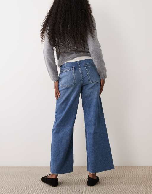 Mango Catherine wide leg jeans in mid blue, 3 of 5